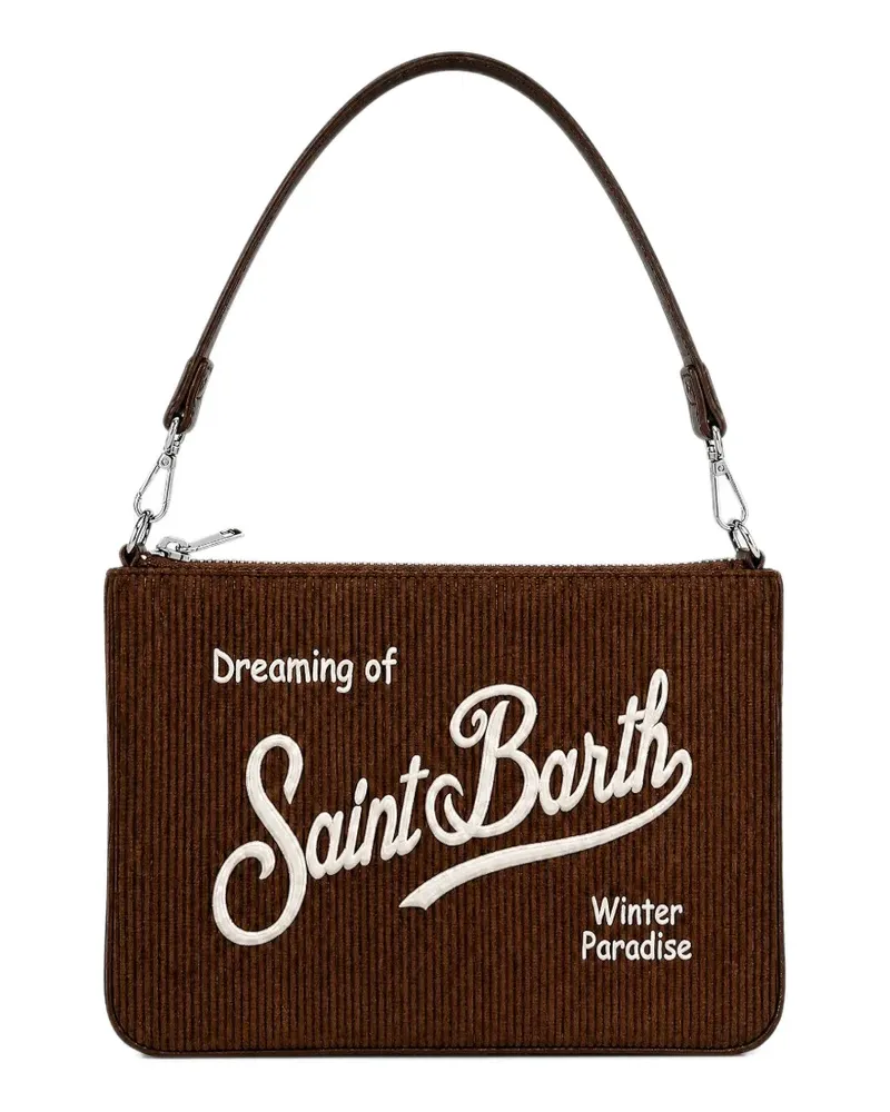 MC2 Saint Barth Parisienne Schultertasche aus Cord mit Logo-Stickerei - Braun Braun