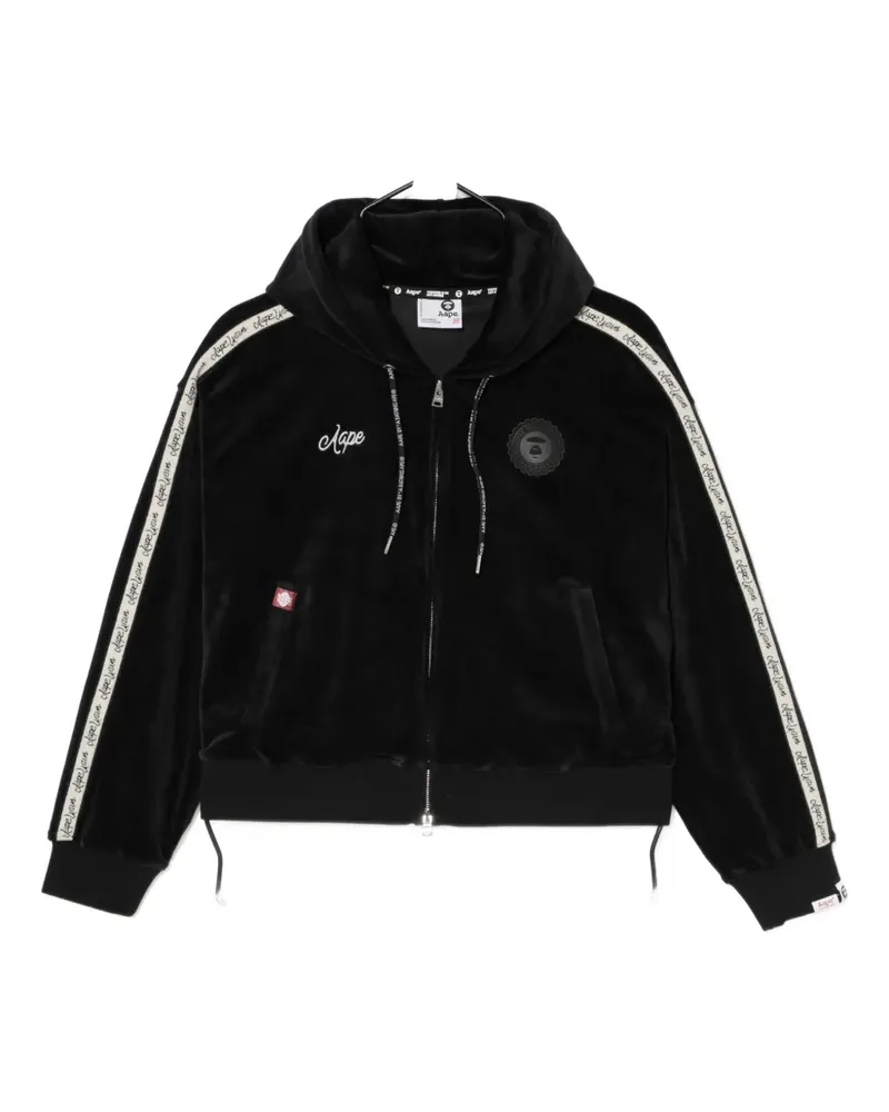 BAPE Hoodie aus Samt mit Logo - Schwarz Schwarz
