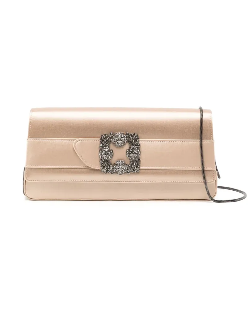 Manolo Blahnik Clutch mit Kristallen - Nude Nude
