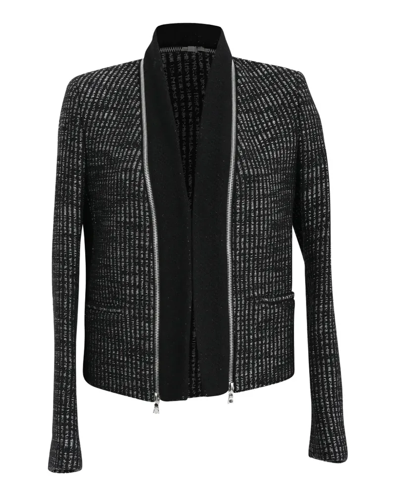 Sandro Tweed zip-accent blazer - Schwarz Schwarz