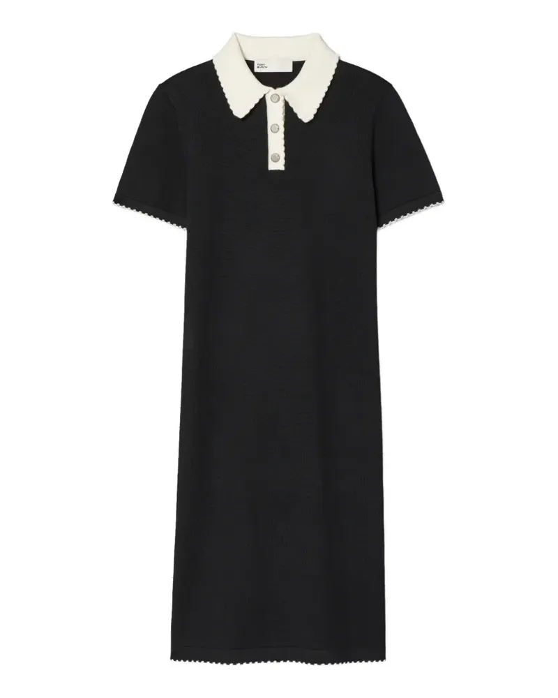 Tory Burch Polokleid mit Wellensaum - Schwarz Schwarz