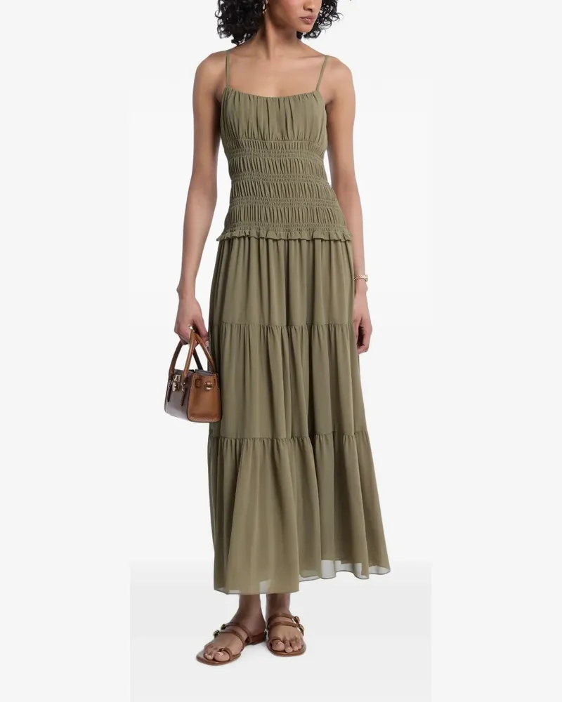 Michael Kors smocked tiered midi dress - Grün Grün