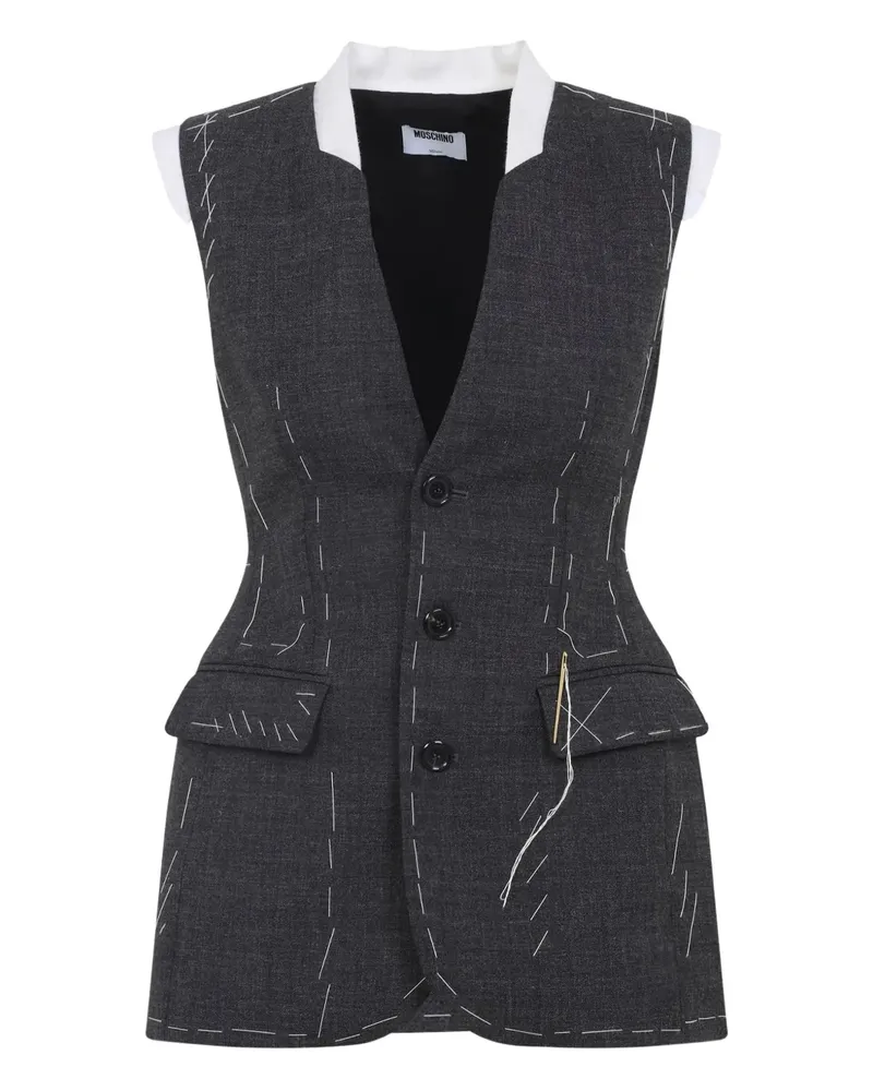 Moschino Klassische Weste mit Ziernähten - Grau Grau