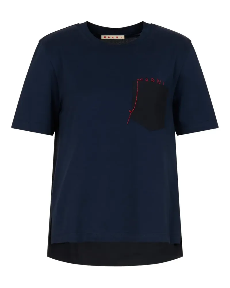 Marni T-Shirt mit Popeline-Tasche - Blau Blau