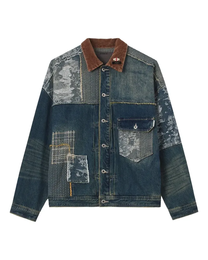 Musium Div. Jeansjacke im Patchwork-Look - Blau Blau