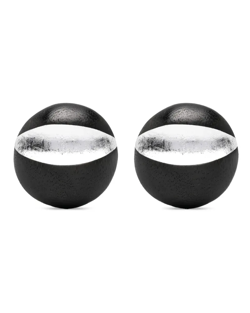 Monies Sirone foil-detail circular earrings - Schwarz Schwarz