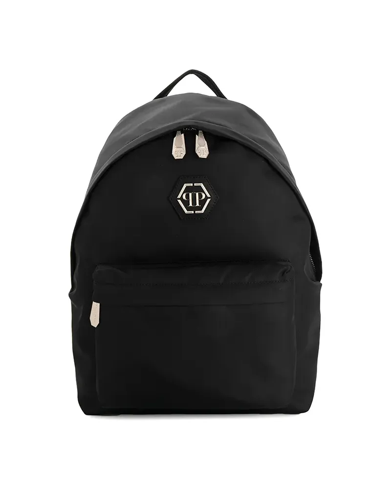 Philipp Plein Rucksack mit Logo-Schild - Schwarz Schwarz