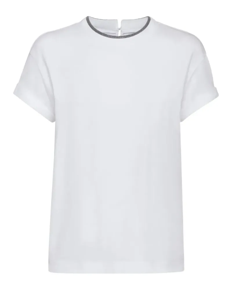 Brunello Cucinelli T-Shirt mit Monili-Detail - Weiß Weiß