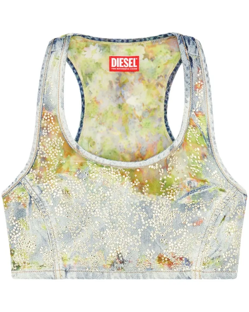 Diesel De-Detop-Fse Devoré-Cropped-Top - Blau Blau
