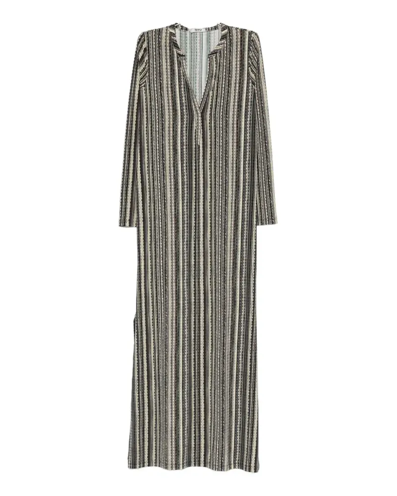 SIYU striped V-neck dress - Grau Grau