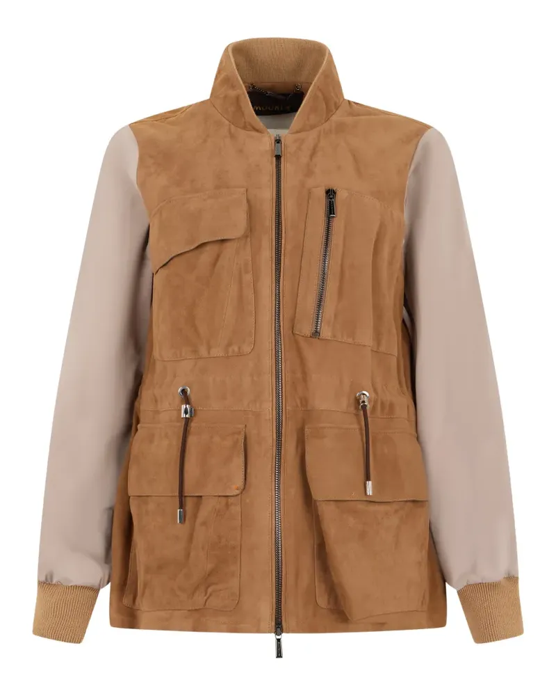 MOORER Estelle-P suede-panelled drawstring jacket - Braun Braun