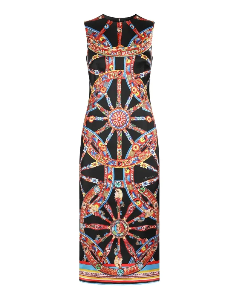 Dolce & Gabbana Satinkleid mit Carretto-Print - Schwarz Schwarz