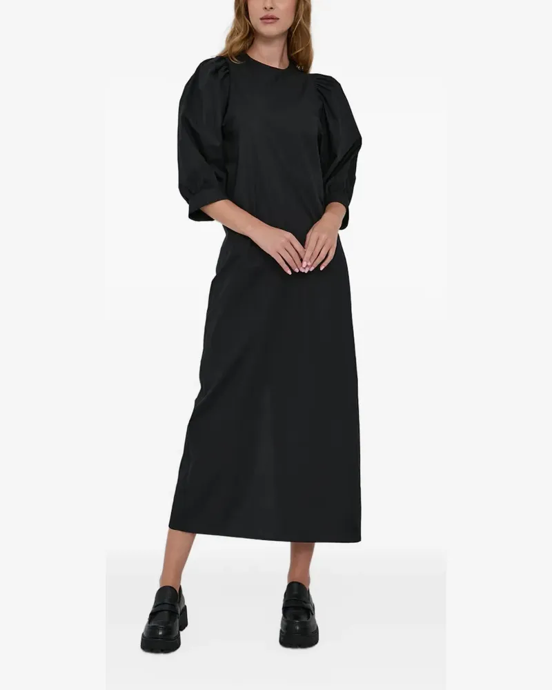 Samsøe & Samsøe puff-sleeve midi dress - Schwarz Schwarz