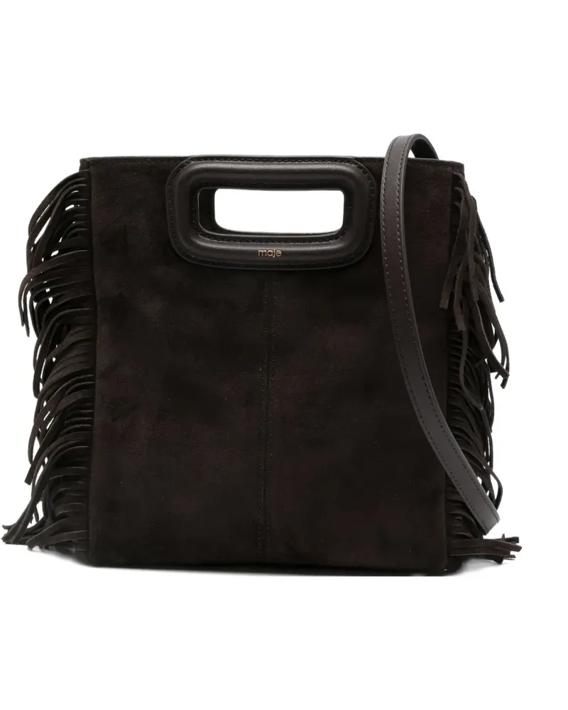 Maje Tote Bag mit Fransen - Braun Braun