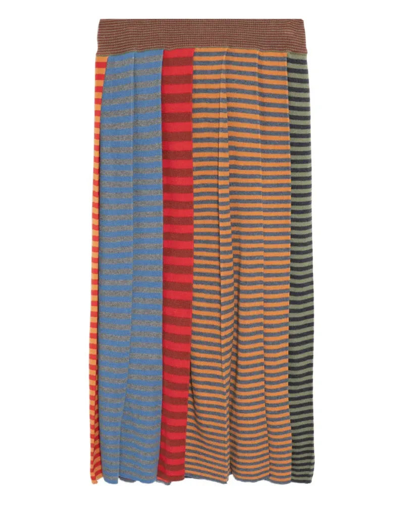 YANYAN KNITS Gestreifter Faltenrock - Grün Grün