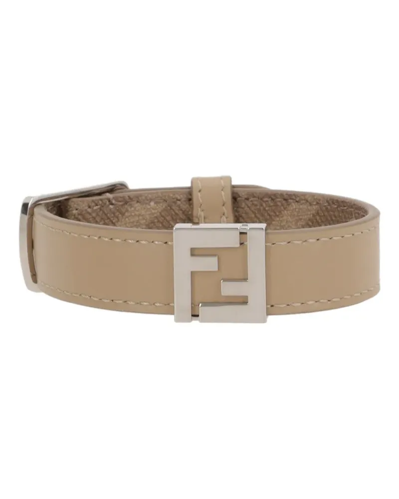 Fendi FF-logo leather bracelet - Nude Nude