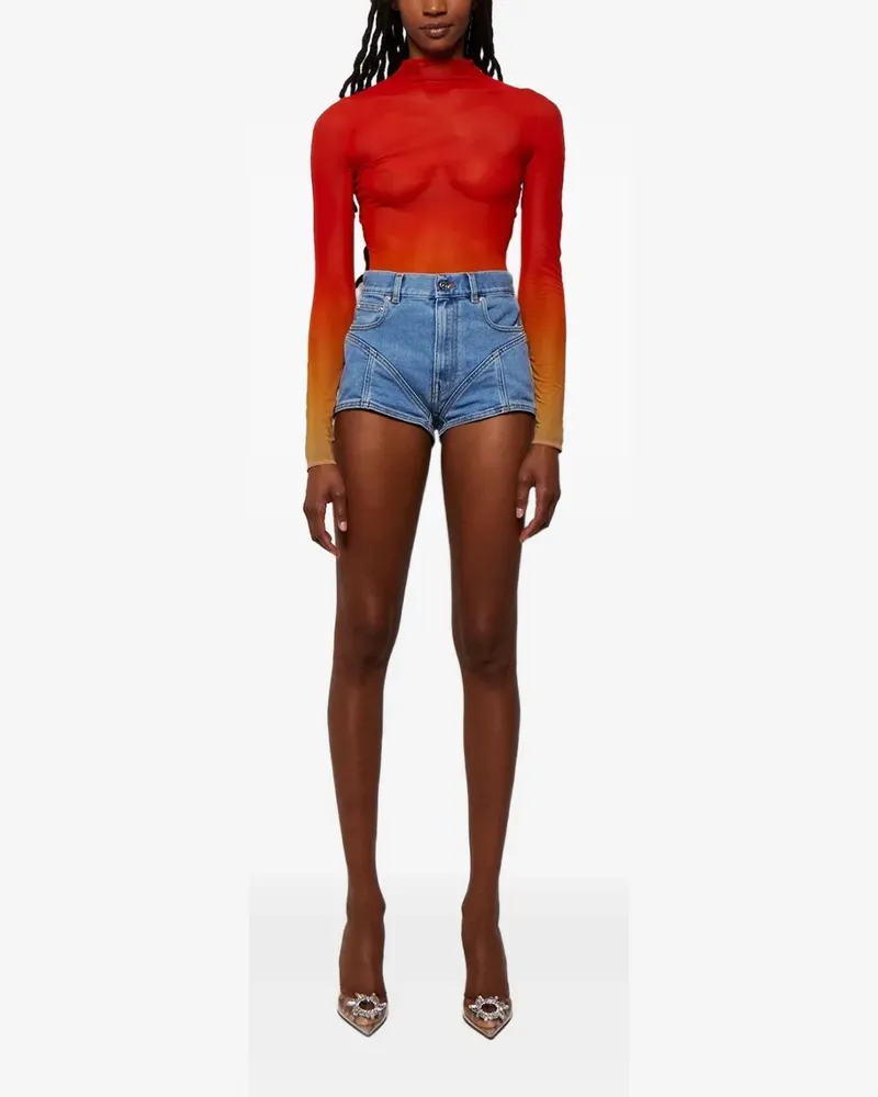 Thierry Mugler ombre-effect mesh top - Rot Rot