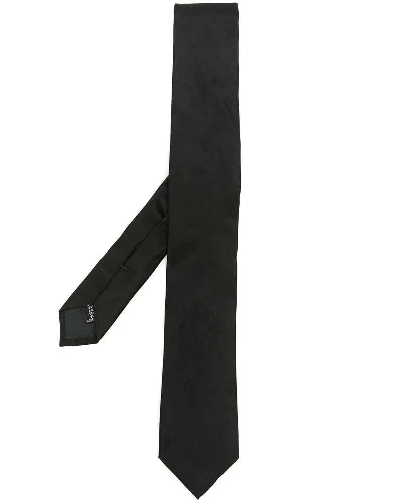 Philipp Plein Seidenkrawatte mit Jacquard-Logo - Schwarz Schwarz