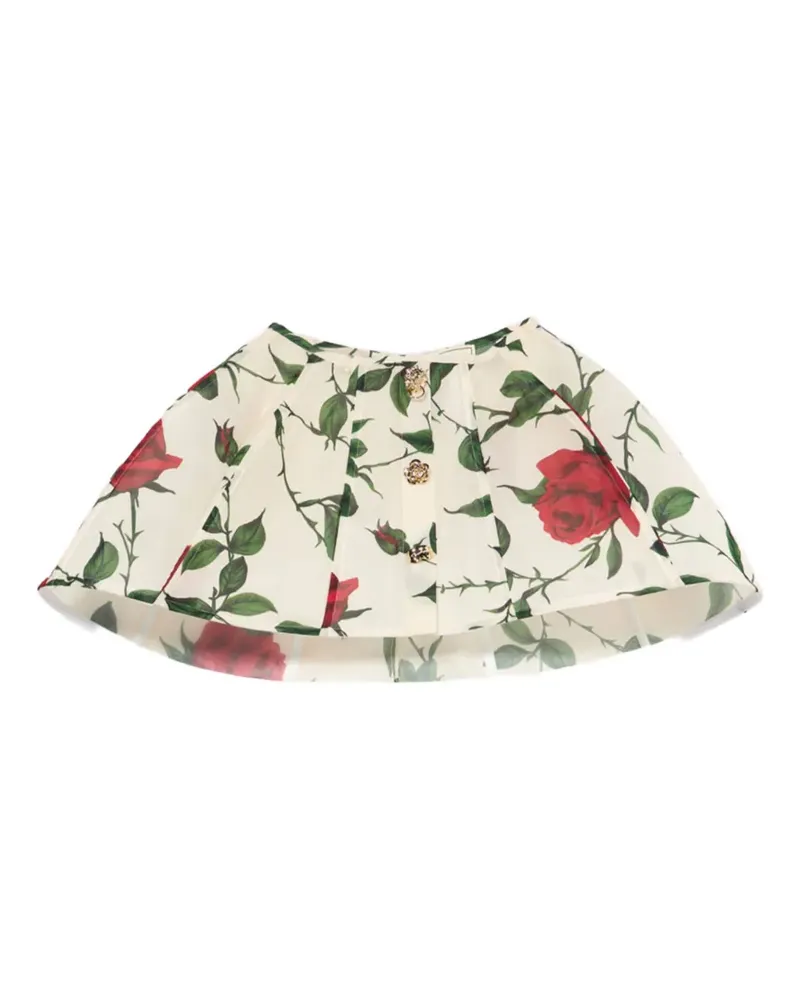 Blumarine Midirock mit Rosen-Print - Nude Nude
