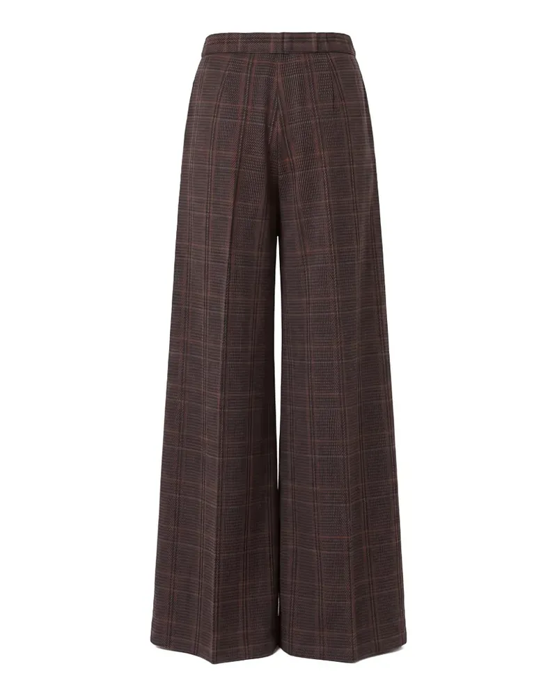 Max Mara Wide Glen plaid jersey trousers - Braun Braun