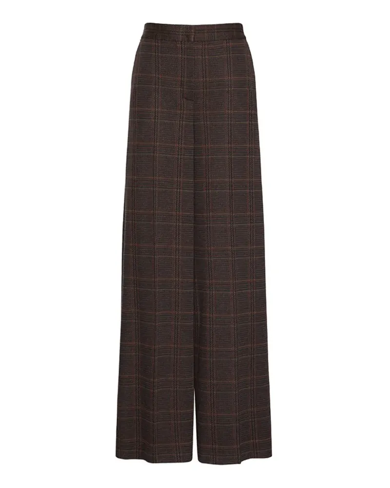 Max Mara Wide Glen Jerseyhose mit Karomuster - Braun Braun