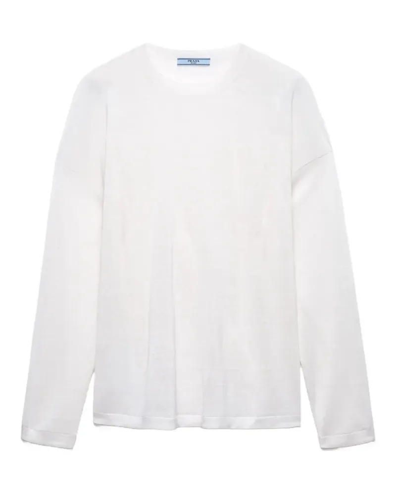Prada long-sleeved linen T-shirt - Weiß Weiß