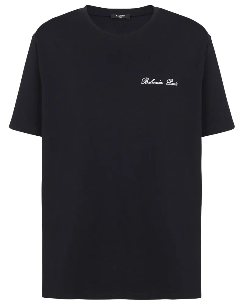 Balmain T-Shirt mit Logo-Stickerei - Schwarz Schwarz