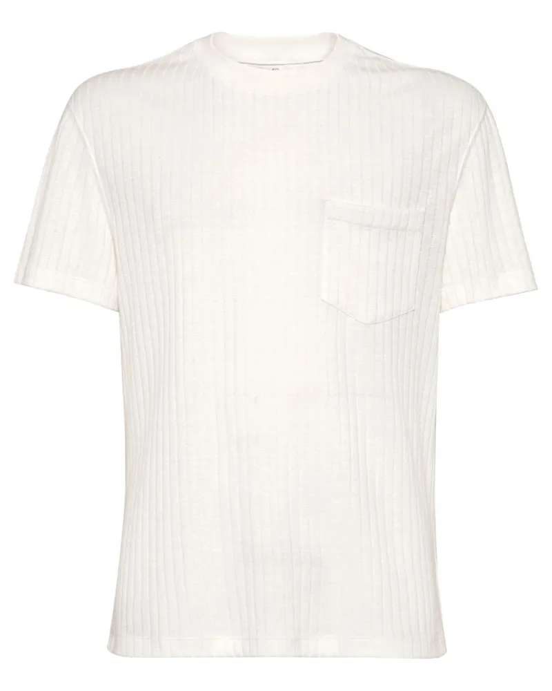 Brunello Cucinelli Geripptes T-Shirt - Weiß Weiß