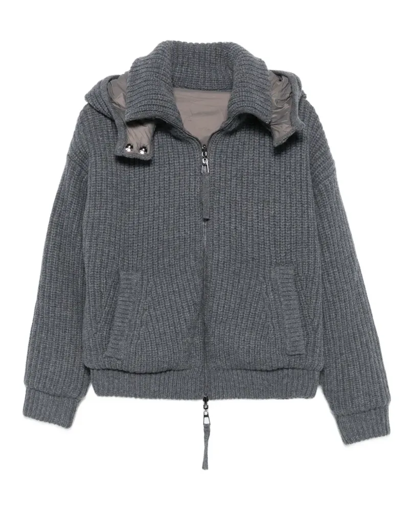 P.A.R.O.S.H. P.A.R.O H. Gerippte Strickjacke mit Kapuze - Grau Grau