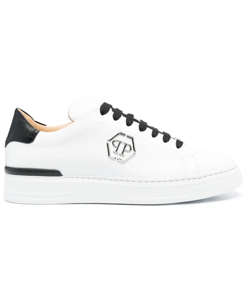 Philipp Plein Sneakers mit Logo-Schild - Weiß Weiß