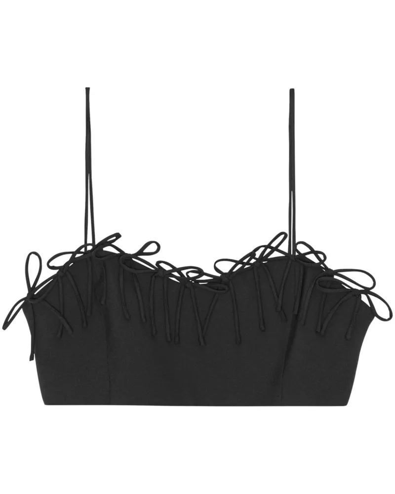 Ganni Drapey Cropped-Top - Schwarz Schwarz