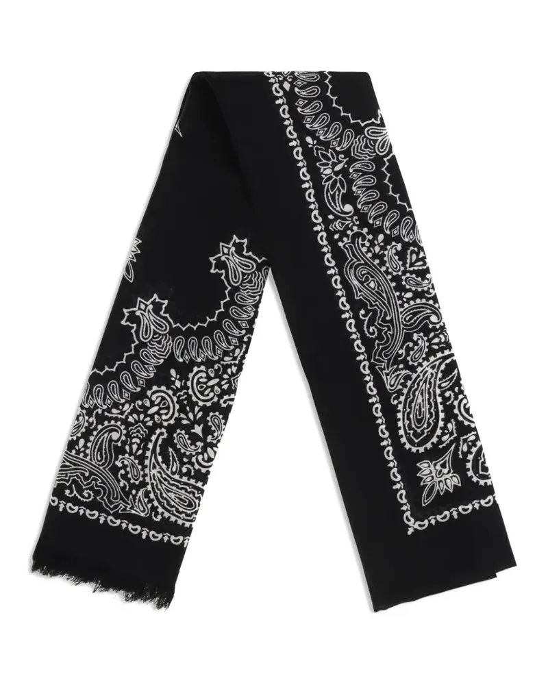 Destin paisley-print frayed scarf - Schwarz Schwarz