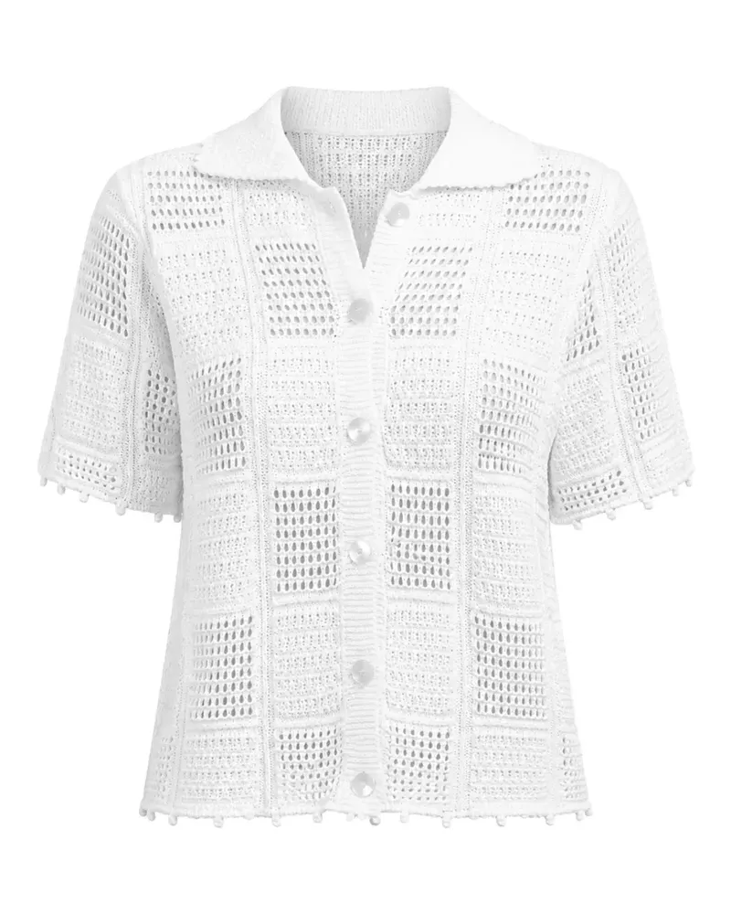 Autumn Cashmere patchwork bobble-trim shirt - Weiß Weiß
