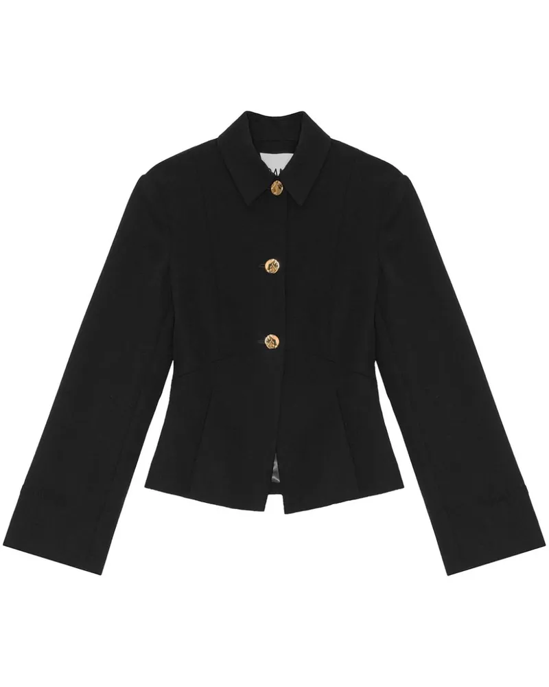 Ganni Twill-Sakko - Schwarz Schwarz