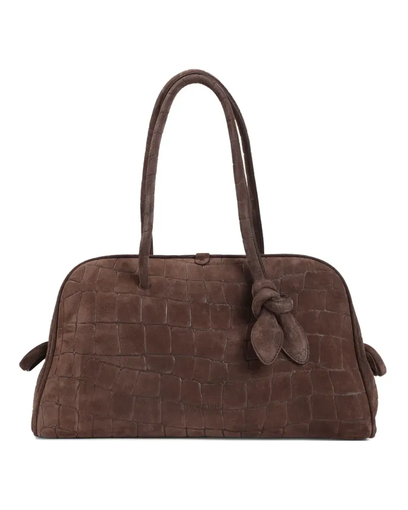 Jacquemus A Turismo crocodile-embossed knot-detail tote bag - Braun Braun