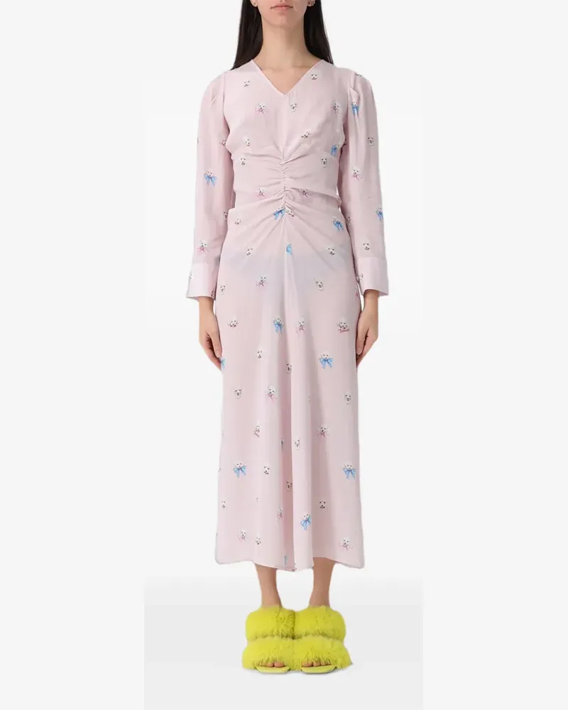 Fiorucci poodle-print ruched midi dress - Rosa Rosa
