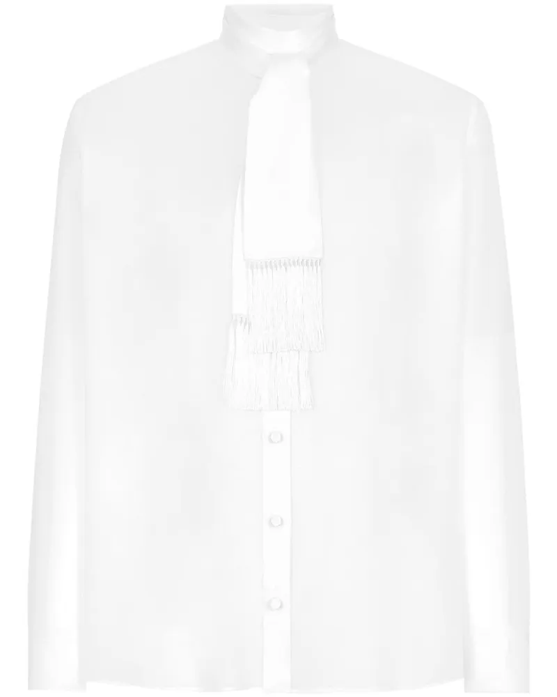 Dolce & Gabbana Seidenhemd mit Schalkragen - Weiß Weiß