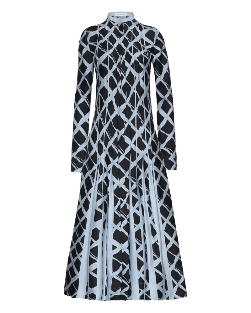 Oscar de la Renta Midikleid mit Falten - Blau Blau