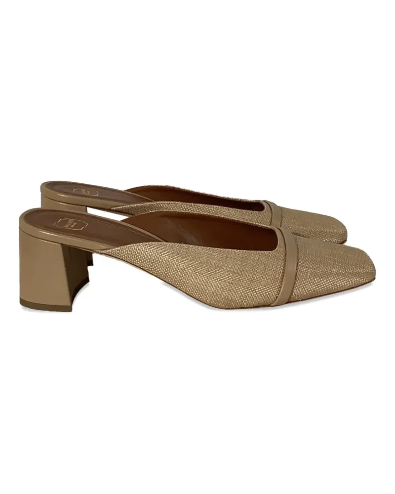 Malone Souliers Raffia square-toe mules - Nude Nude