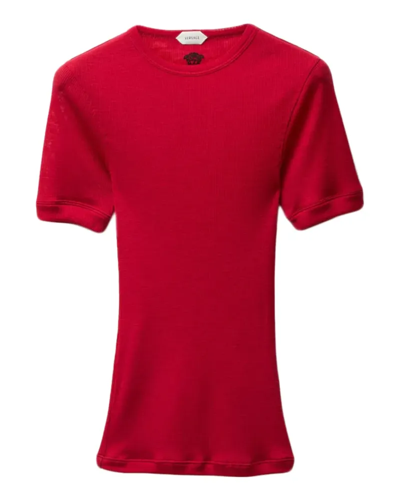 Versace T-Shirt aus besticktem Wollstrick - Rot Rot