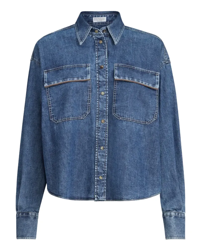 Brunello Cucinelli Hemdjacke mit Klappentasche - Blau Blau