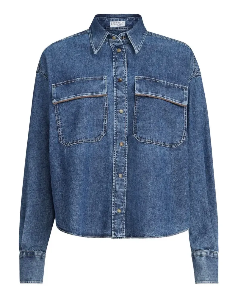 Brunello Cucinelli Hemdjacke mit Klappentasche - Blau Blau