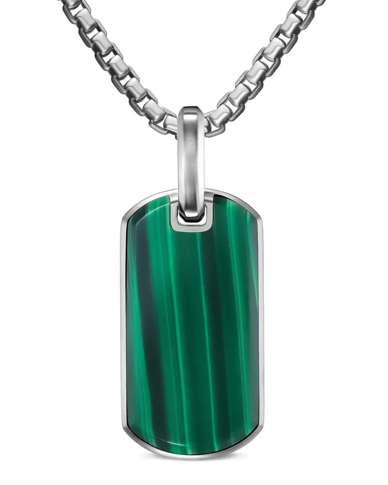 David Yurman Chevron Sterlingsilber-Anhänger mit Malachit (27mm Silber