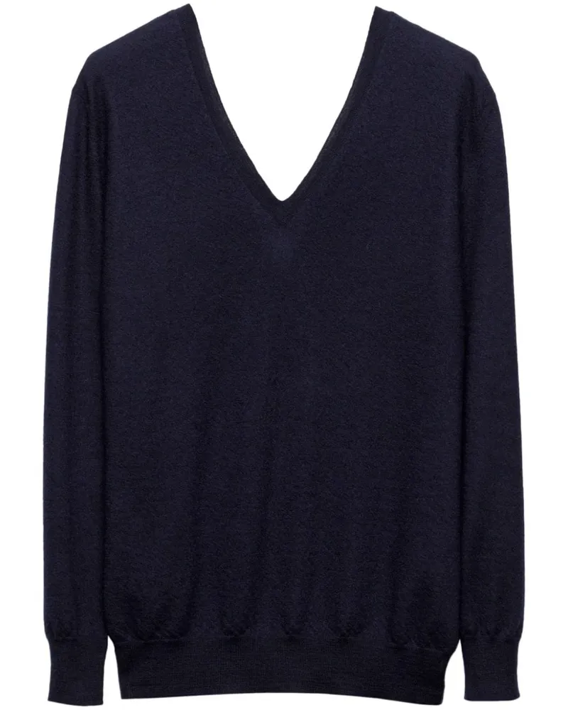 Prada Kaschmirpullover mit V-Ausschnitt - Blau Blau