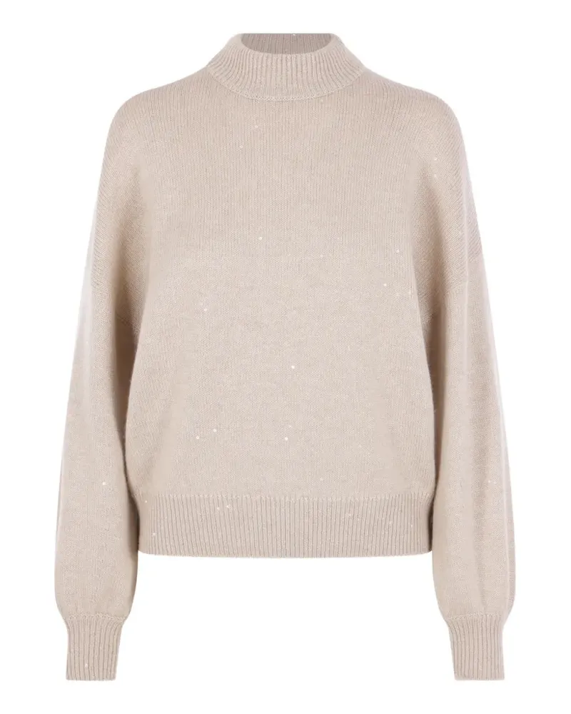 Brunello Cucinelli sequin-embellished high-neck sweater - Nude Nude