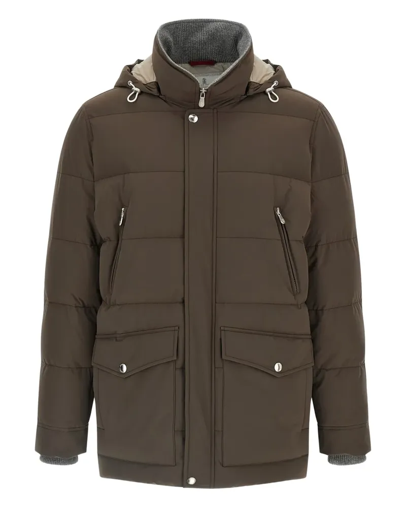 Brunello Cucinelli Wattierte Jacke mit aufgesetzten Taschen - Braun Braun