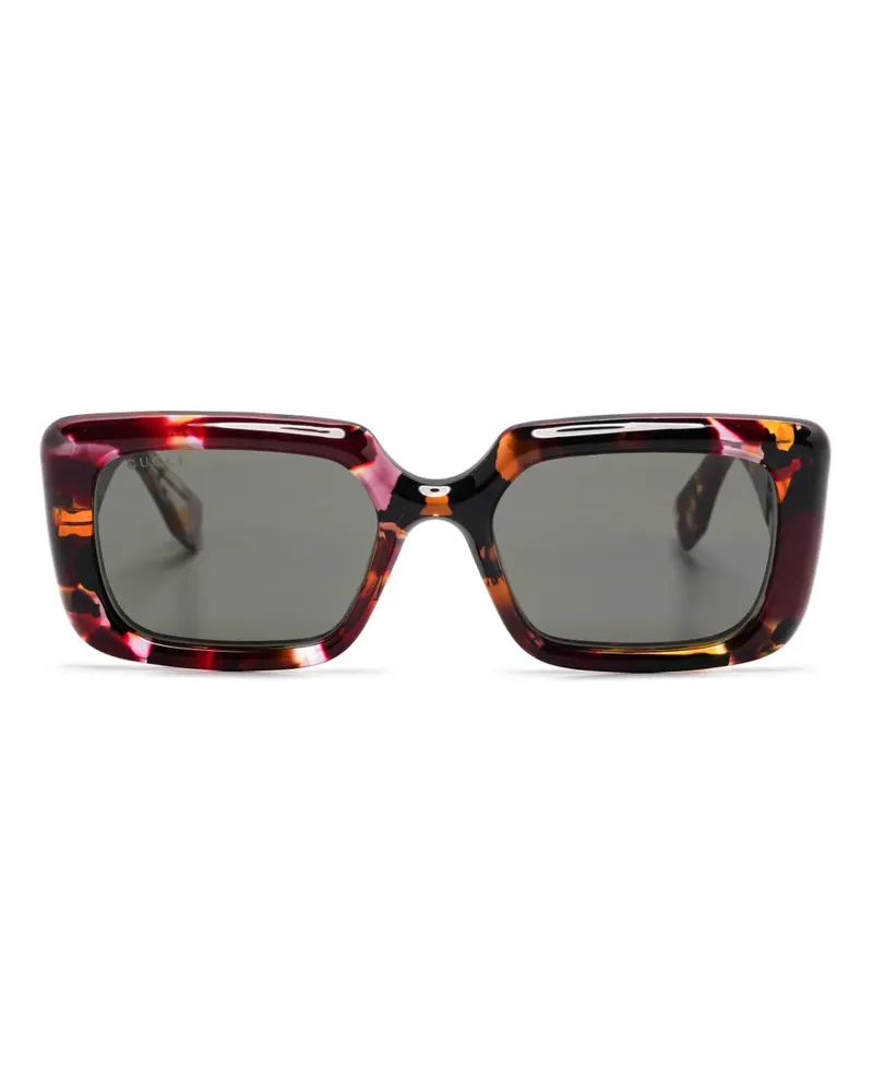 Gucci Sonnenbrille mit eckigem Gestell - Rot Rot