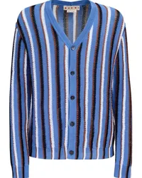 Marni Gestreifter Cardigan mit V-Ausschnitt Blau