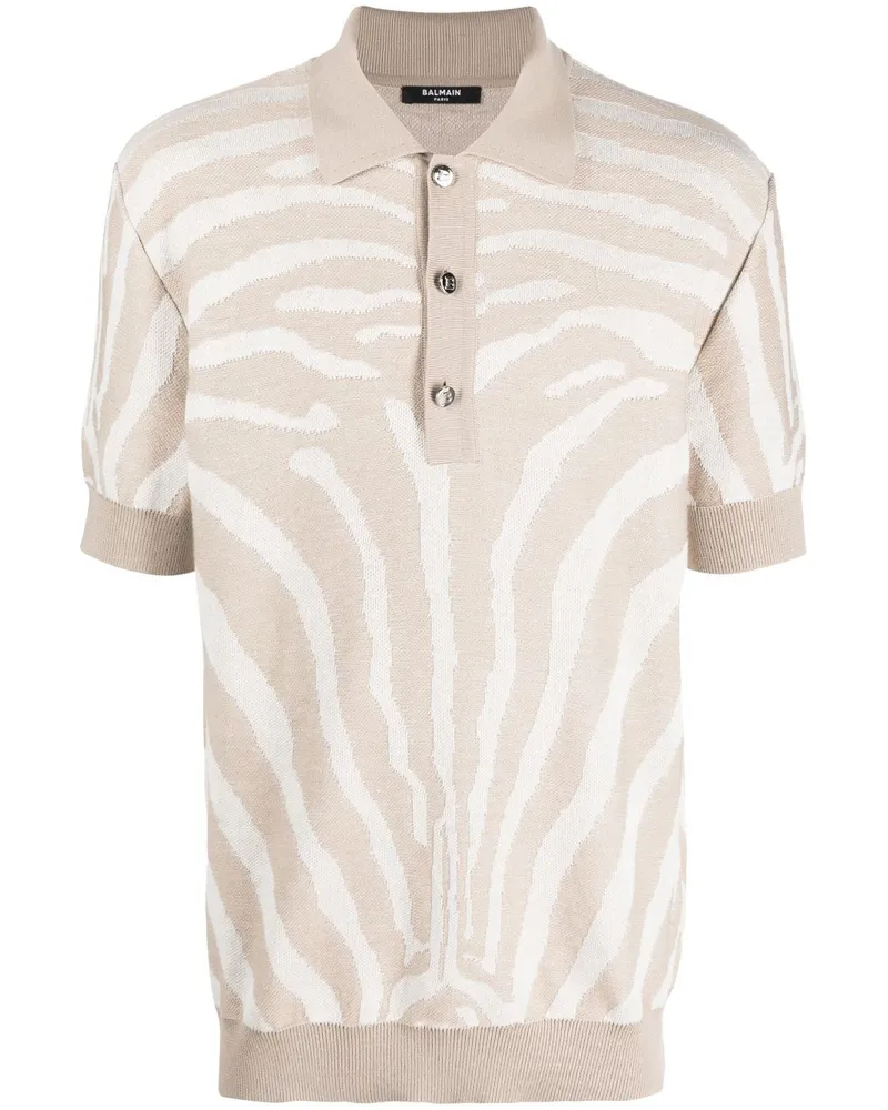Balmain Poloshirt aus Zebra-Jacquard - Nude Nude