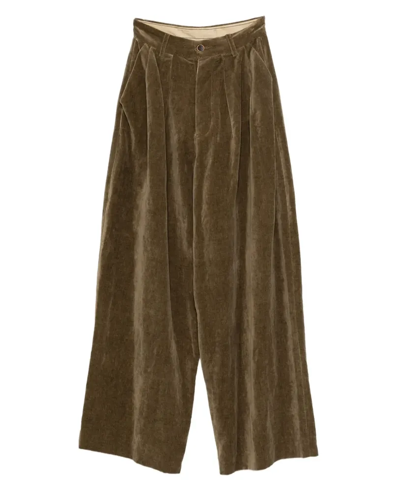 Uma Wang Hose mit Falten - Braun Braun